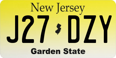 NJ license plate J27DZY