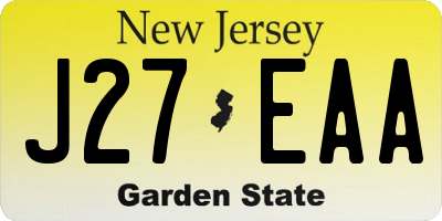 NJ license plate J27EAA