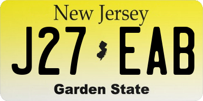 NJ license plate J27EAB