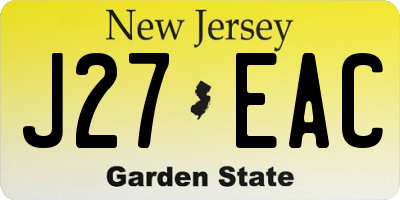 NJ license plate J27EAC