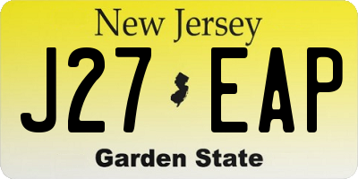 NJ license plate J27EAP