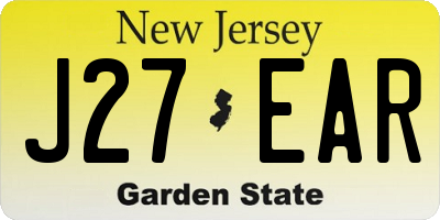 NJ license plate J27EAR