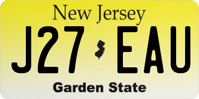NJ license plate J27EAU