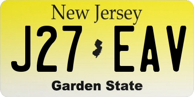 NJ license plate J27EAV