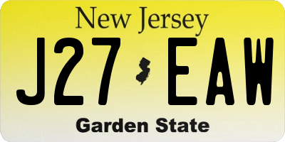 NJ license plate J27EAW