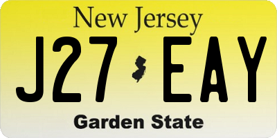 NJ license plate J27EAY