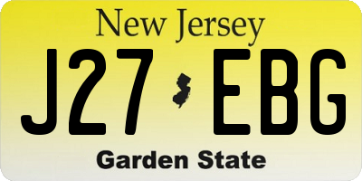 NJ license plate J27EBG