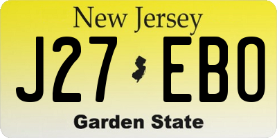 NJ license plate J27EBO