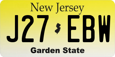 NJ license plate J27EBW