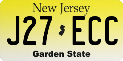 NJ license plate J27ECC
