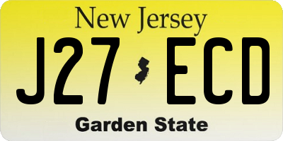 NJ license plate J27ECD