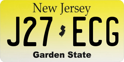NJ license plate J27ECG