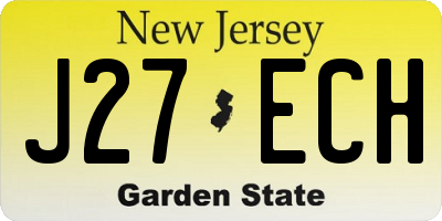 NJ license plate J27ECH