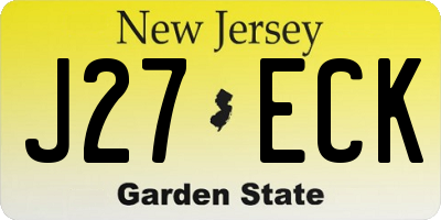 NJ license plate J27ECK