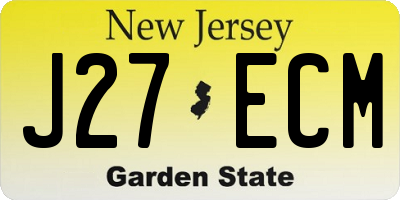 NJ license plate J27ECM