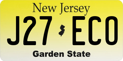 NJ license plate J27ECO