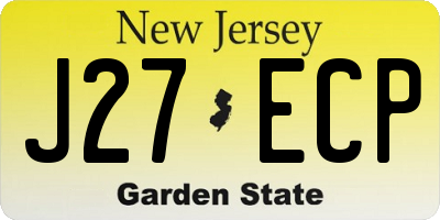 NJ license plate J27ECP