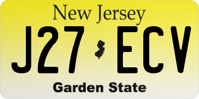 NJ license plate J27ECV