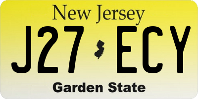 NJ license plate J27ECY