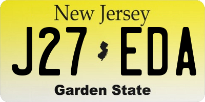 NJ license plate J27EDA