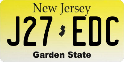 NJ license plate J27EDC