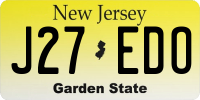 NJ license plate J27EDO