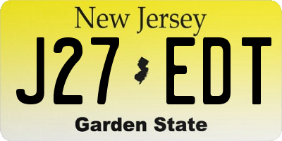 NJ license plate J27EDT