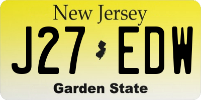 NJ license plate J27EDW