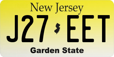 NJ license plate J27EET