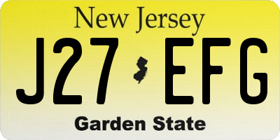 NJ license plate J27EFG