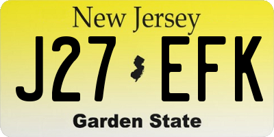 NJ license plate J27EFK