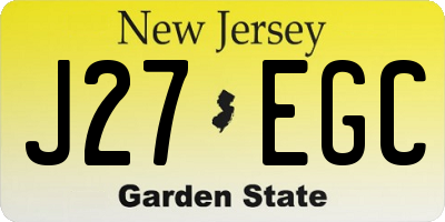 NJ license plate J27EGC