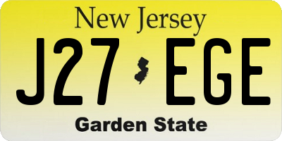 NJ license plate J27EGE