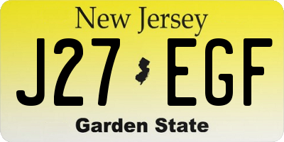 NJ license plate J27EGF