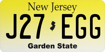NJ license plate J27EGG
