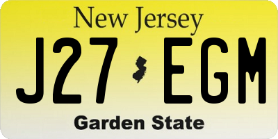 NJ license plate J27EGM