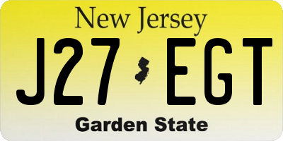 NJ license plate J27EGT