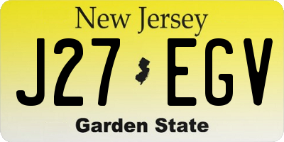NJ license plate J27EGV