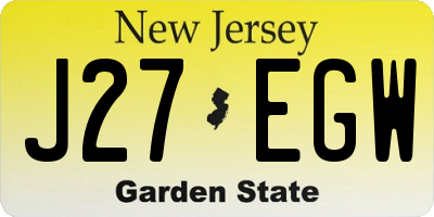 NJ license plate J27EGW
