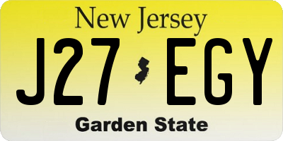 NJ license plate J27EGY