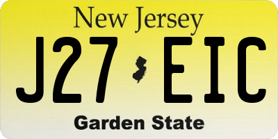 NJ license plate J27EIC