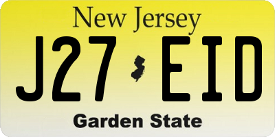 NJ license plate J27EID