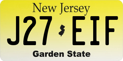 NJ license plate J27EIF