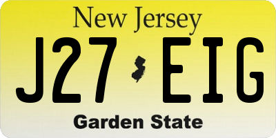 NJ license plate J27EIG