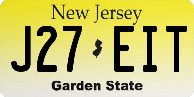 NJ license plate J27EIT