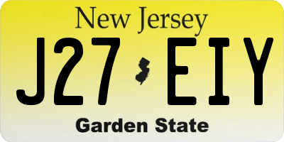NJ license plate J27EIY