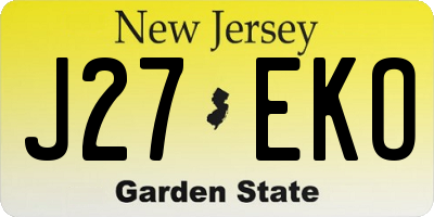 NJ license plate J27EKO