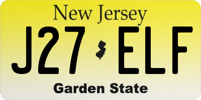 NJ license plate J27ELF