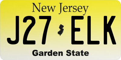 NJ license plate J27ELK