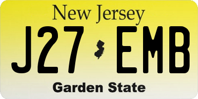 NJ license plate J27EMB